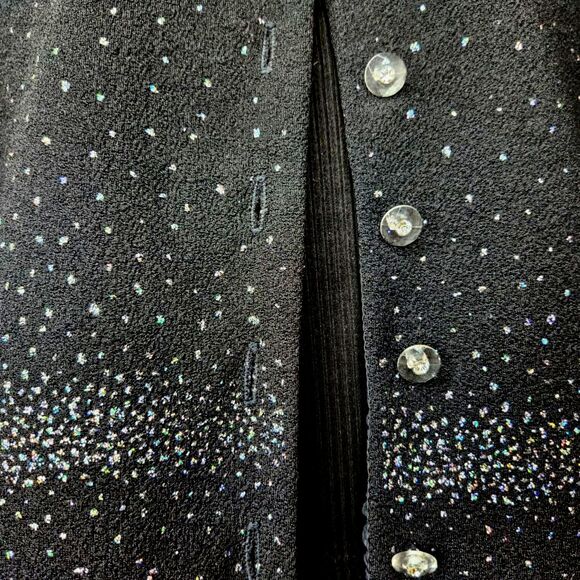 Vintage Y2K Dawn Joy Black Bling Cardigan Jacket Top Woman's Sz. 10P 80's 90' - Picture 9 of 9